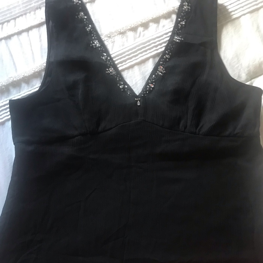 Ladies Silk Top with rhinestone embellishment